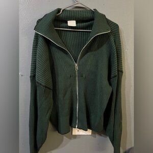 Varley Dark Green Ribbed Sweater